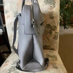 DKNY Grey Pebble leather spacious backpack DKNY Cindy East/West Pebble Leather Tote Grey Handbag 0408  main image 4